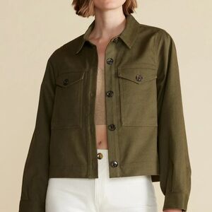 NWOT Amour Vert Genevieve Organic Cotton Utility Jacket | Medium | Olive Green